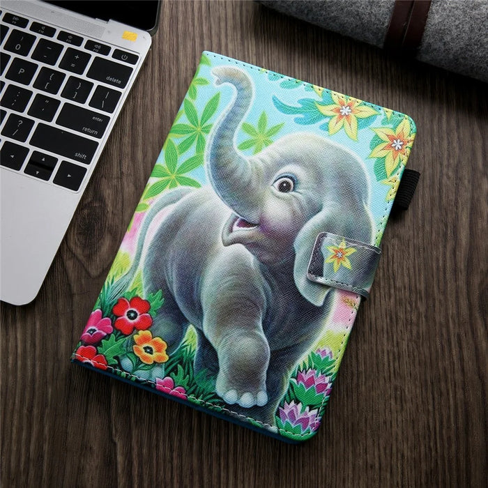 Patterned Leather Stand Card Holder Tablet Case for iPad 9.7-inch (2018)/(2017)/Air 2/Air (2013) - Elephant - 6