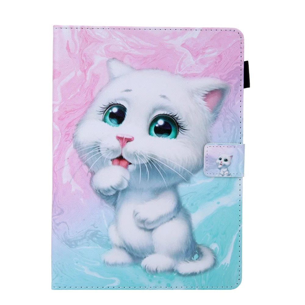 Supreme Series Patterned Leather Card Holder Tablet Casing for iPad 10.2 (2021)/(2020)/(2019)/Air 10.5 inch (2019)/Pro 10.5-inch (2017) - White Cat - 2