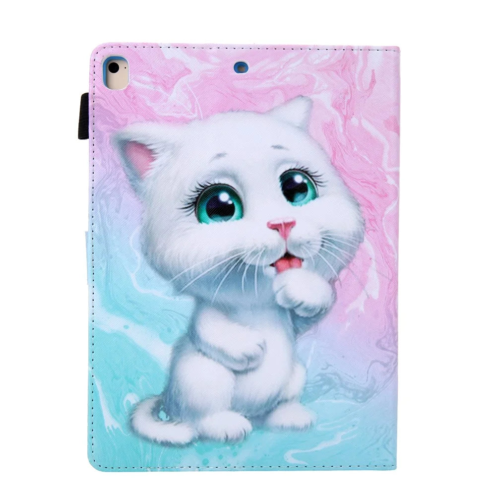 Supreme Series Patterned Leather Card Holder Tablet Casing for iPad 10.2 (2021)/(2020)/(2019)/Air 10.5 inch (2019)/Pro 10.5-inch (2017) - White Cat - 3