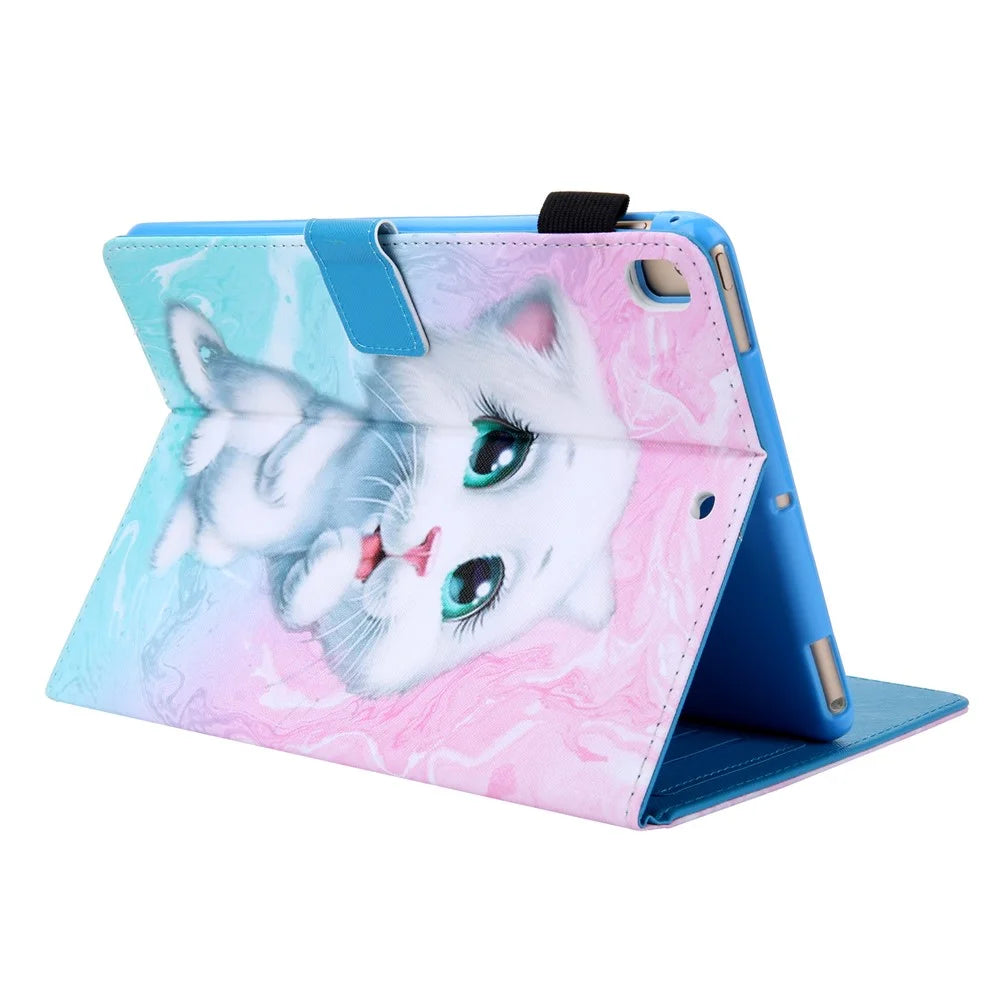 Supreme Series Patterned Leather Card Holder Tablet Casing for iPad 10.2 (2021)/(2020)/(2019)/Air 10.5 inch (2019)/Pro 10.5-inch (2017) - White Cat - 4