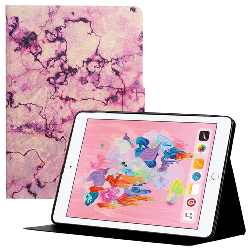 Pattern Printing Leather Case for iPad 10.2 (2021)/(2020)/(2019), Folio Smart Stand Cover with Card Holder - Purple Marble - 1