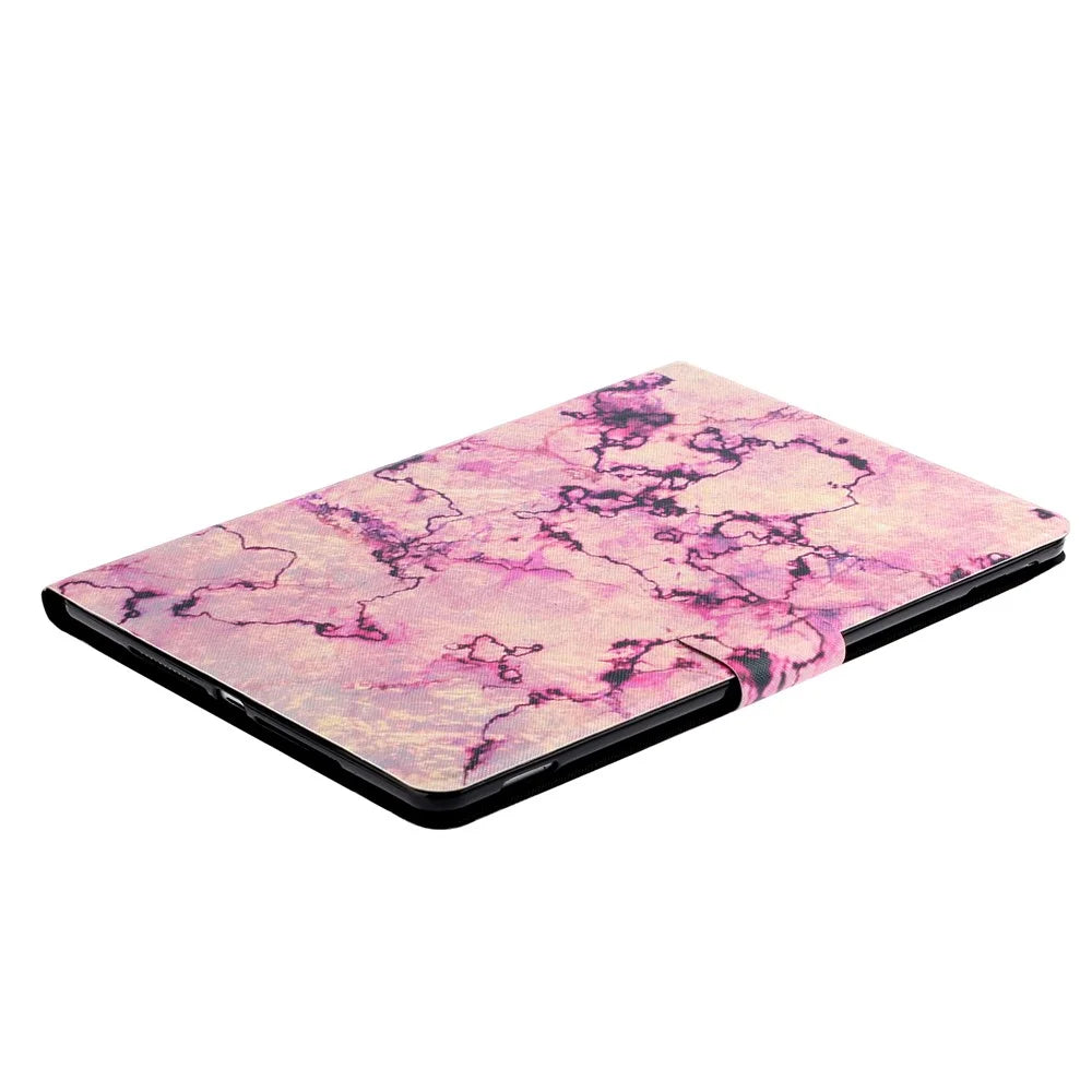 Pattern Printing Leather Case for iPad 10.2 (2021)/(2020)/(2019), Folio Smart Stand Cover with Card Holder - Purple Marble - 4