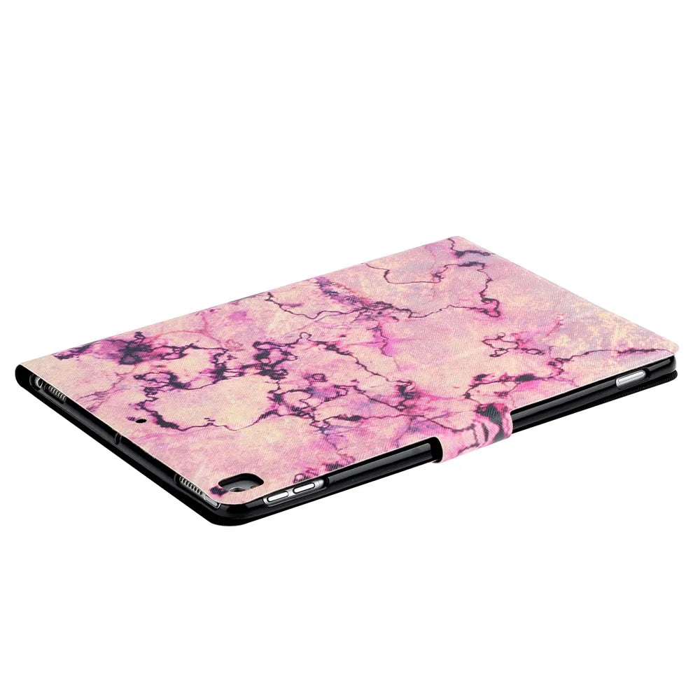 Pattern Printing Leather Case for iPad 10.2 (2021)/(2020)/(2019), Folio Smart Stand Cover with Card Holder - Purple Marble - 5