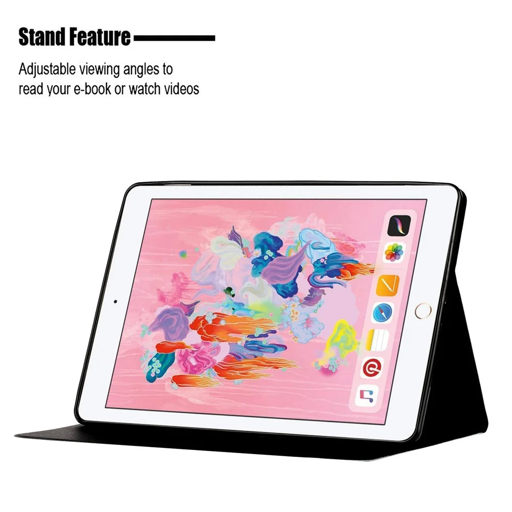 Pattern Printing Leather Case for iPad 10.2 (2021)/(2020)/(2019), Folio Smart Stand Cover with Card Holder - Purple Marble - 7