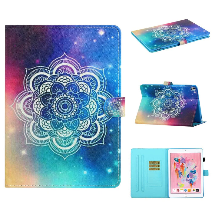 Patterned Leather Card Holder Stand Tablet Protective Casing for iPad 10.2 (2021)/(2020)/(2019) - Stars Decor Flower - 1