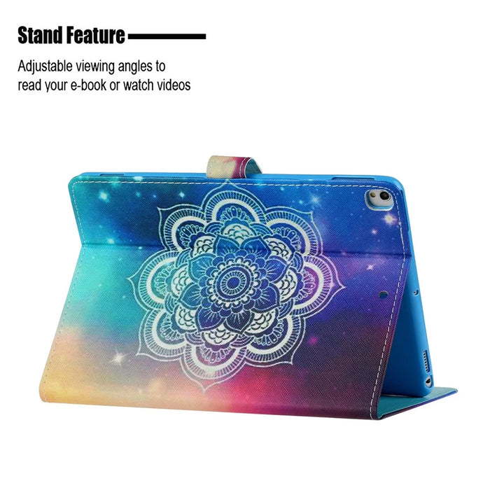 Patterned Leather Card Holder Stand Tablet Protective Casing for iPad 10.2 (2021)/(2020)/(2019) - Stars Decor Flower - 7
