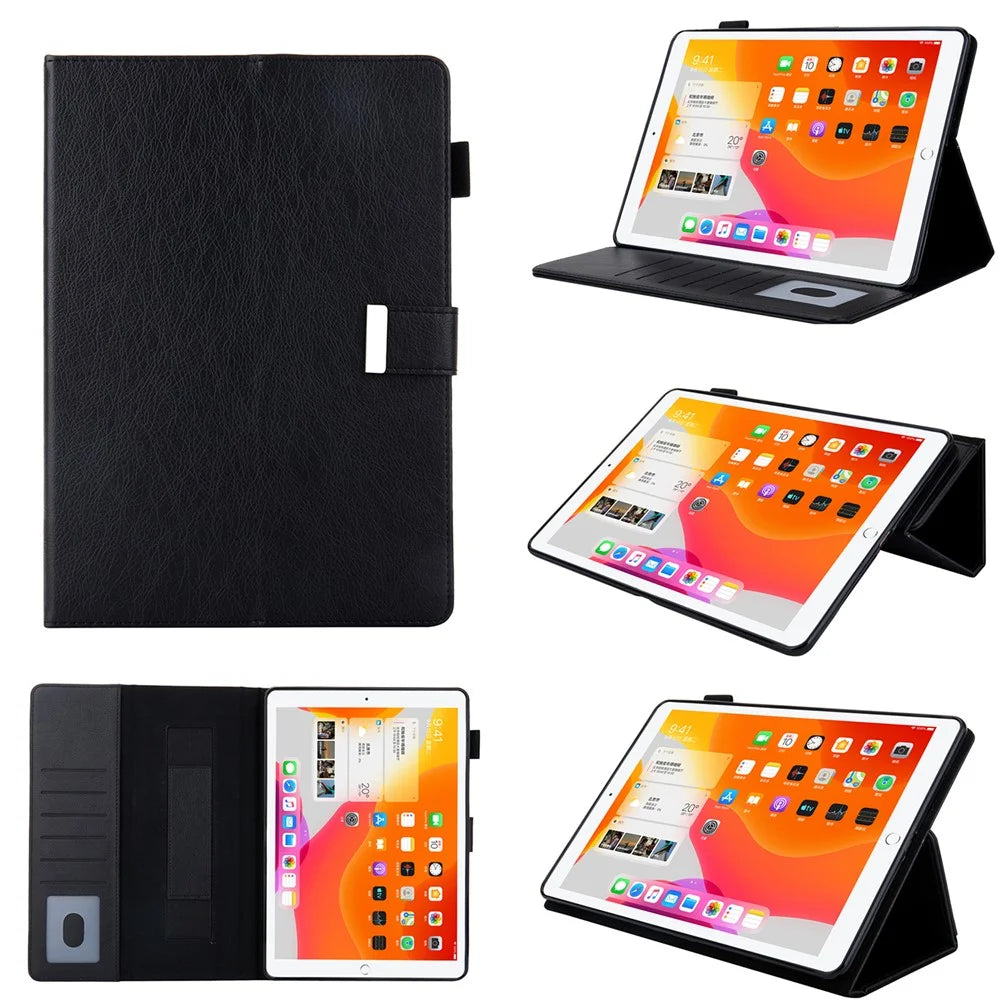 Multiple Viewing Foldable Stand Leather Wallet Tablet Case for iPad 10.2 (2021)/(2020)/(2019)/Pro 10.5-inch (2017)/Air 10.5 inch (2019) - Black - 1