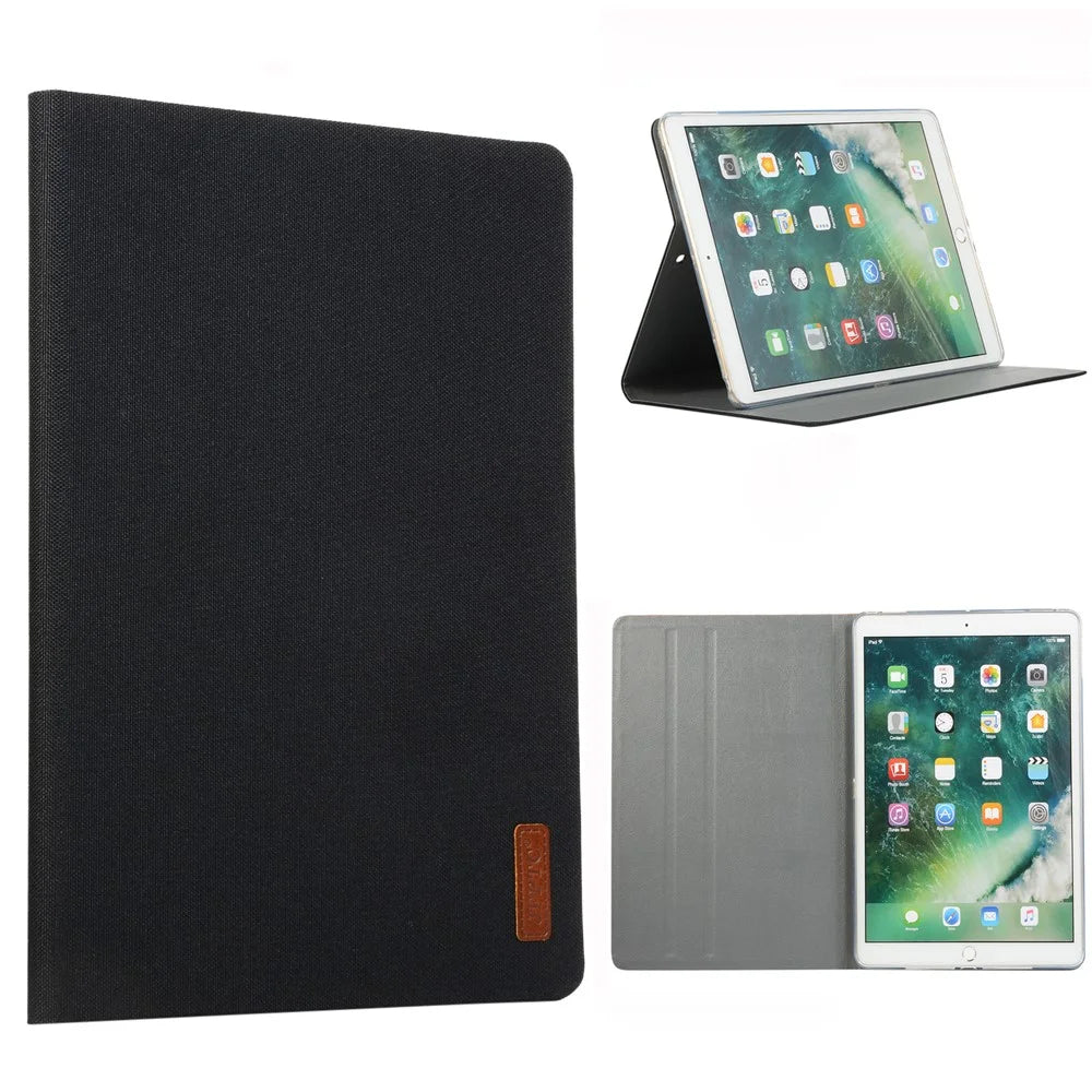 JFPTC Cloth Texture Smart Stand Leather Tablet Case Shell for iPad 10.2 (2021)/(2020)/(2019) - Black - 1