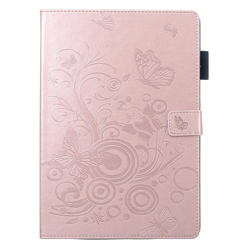 Imprint Butterfly Wallet Leather Stand Shell Tablet Cover for iPad 10.2 (2021)/(2020)/(2019) - Rose Gold - 1