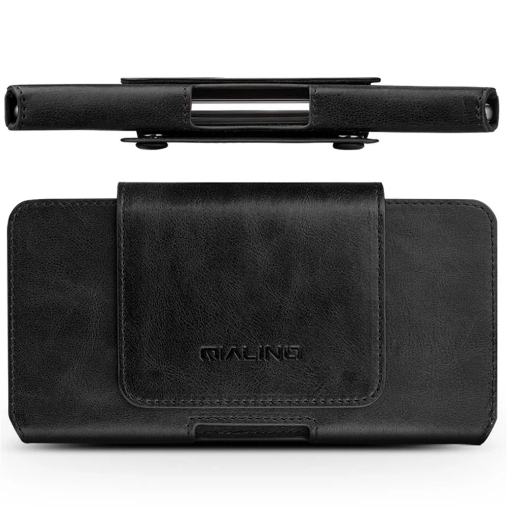 QIALINO Quality Cowhide Leather Holster Case Waist Bag for iPhone 11 6.1-inch - Black - 5