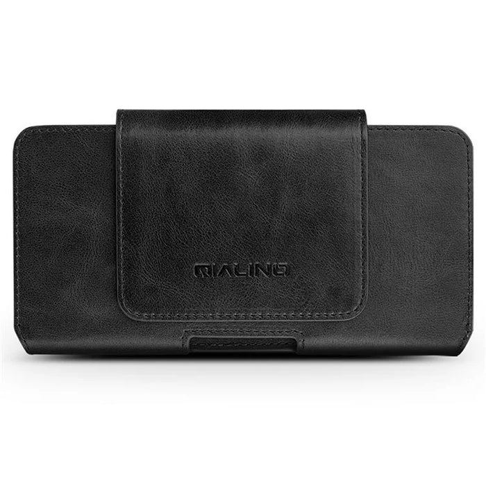 QIALINO For iPhone 11 Pro 5.8-inch Cowhide Leather Holster Phone Case Waist Loop Bag - Black - 3