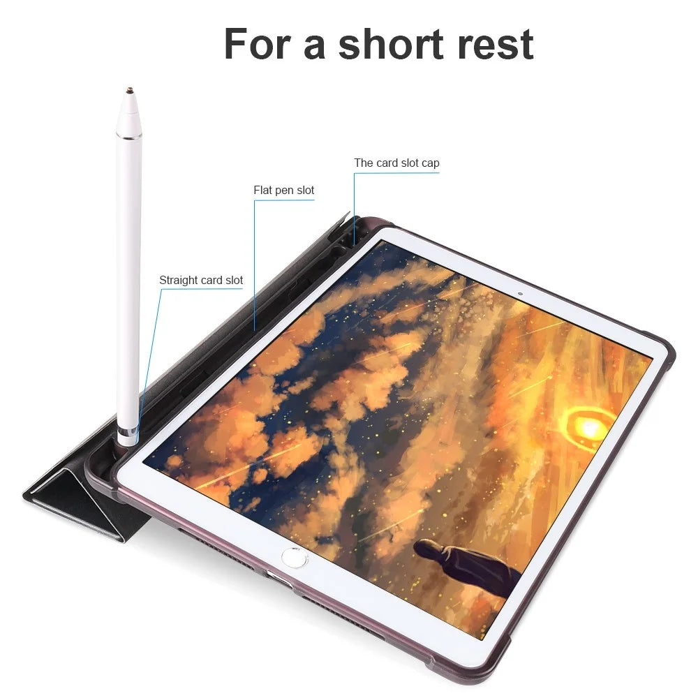 Origami Smart Leather Case [with Shock Absorption TPU / Apple Pencil Storage Groove] for iPad 10.2 (2021)/(2020)/(2019)/ iPad Air 10.5 inch (2019) / iPad Pro 10.5-inch (2017) - Black - 3