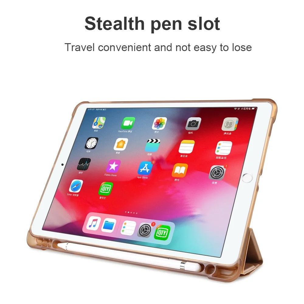 Origami Smart Leather Case [with Shock Absorption TPU / Apple Pencil Storage Groove] for iPad 10.2 (2021)/(2020)/(2019)/ iPad Air 10.5 inch (2019) / iPad Pro 10.5-inch (2017) - Black - 6