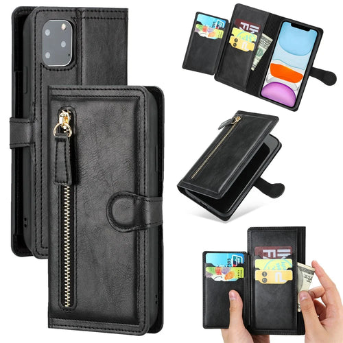 Vintage Style Multiple Card Slots Wallet Leather Phone Cover Case for iPhone 11 Pro 5.8-inch - Black - 1