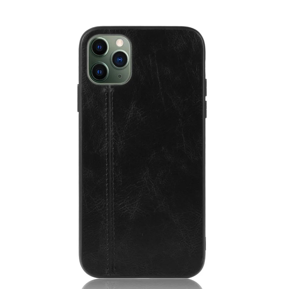 Leather Coated PC + TPU Hybrid Phone Cover Case for iPhone 11 Pro Max 6.5-inch - Black - 2