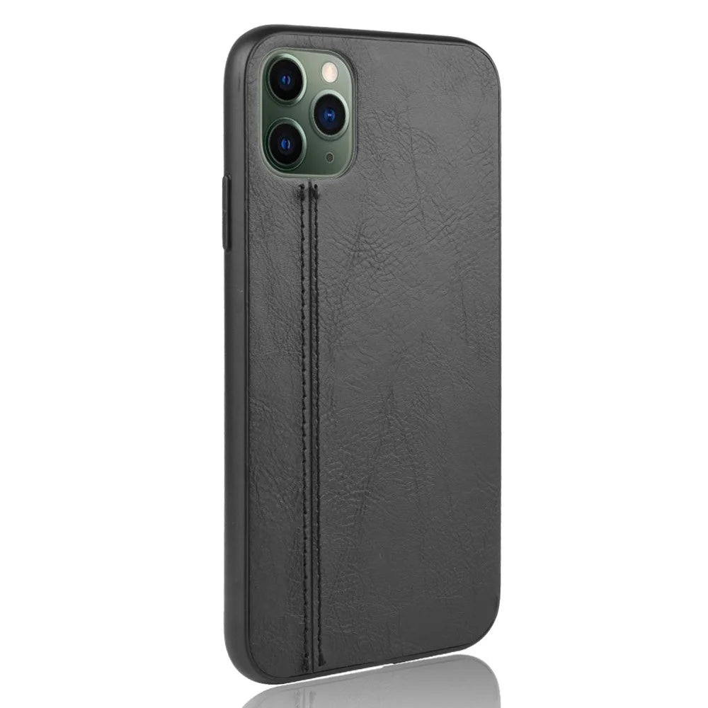 Leather Coated PC + TPU Hybrid Phone Cover Case for iPhone 11 Pro Max 6.5-inch - Black - 3