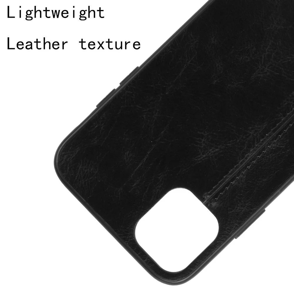 Leather Coated PC + TPU Hybrid Phone Cover Case for iPhone 11 Pro Max 6.5-inch - Black - 5