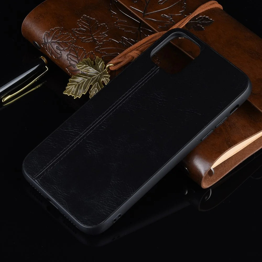 Leather Coated PC + TPU Hybrid Phone Cover Case for iPhone 11 Pro Max 6.5-inch - Black - 7