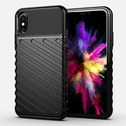 Thunder Series Twill Skin Texture Soft TPU Back Phone Case for iPhone X / XS 5.8 inch - Black - 1