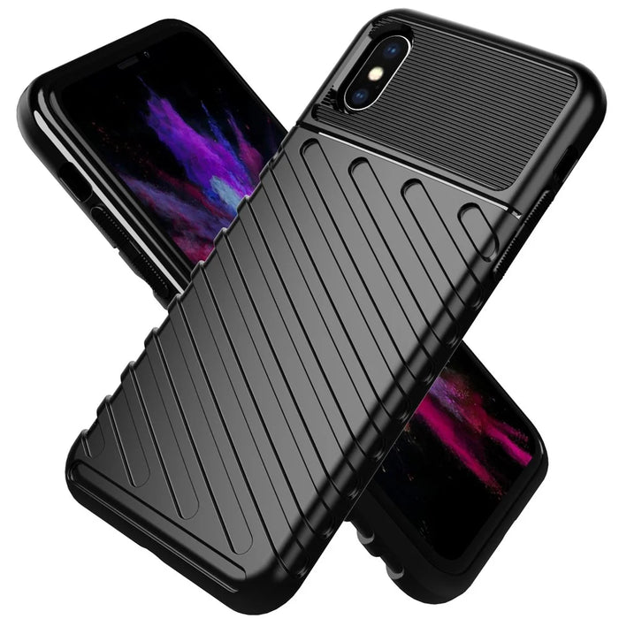 Thunder Series Twill Skin Texture Soft TPU Back Phone Case for iPhone X / XS 5.8 inch - Black - 2