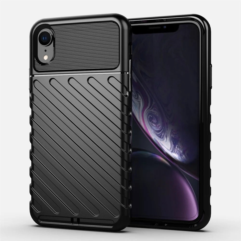 Thunder Series Thicken Soft TPU Back Phone Case for iPhone XR 6.1 inch - Black - 1