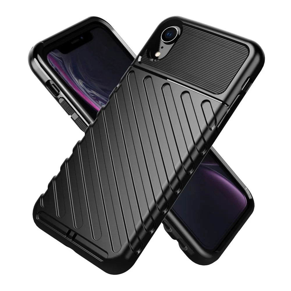 Thunder Series Thicken Soft TPU Back Phone Case for iPhone XR 6.1 inch - Black - 2