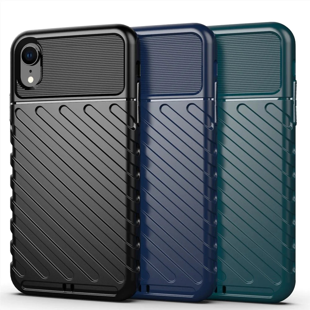 Thunder Series Thicken Soft TPU Back Phone Case for iPhone XR 6.1 inch - Black - 3