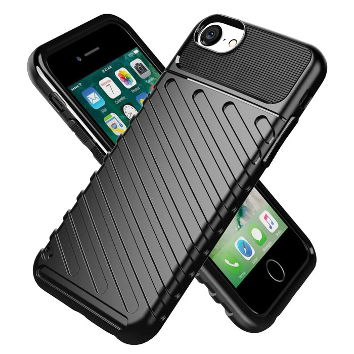 Thunder Series Twill Skin Texture TPU Back Case for iPhone SE (2020) / SE (2022) / 7 / 8 4.7 inch - Black - 2