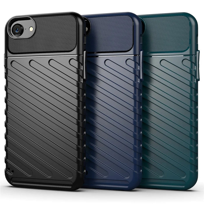 Thunder Series Twill Skin Texture TPU Back Case for iPhone SE (2020) / SE (2022) / 7 / 8 4.7 inch - Black - 3