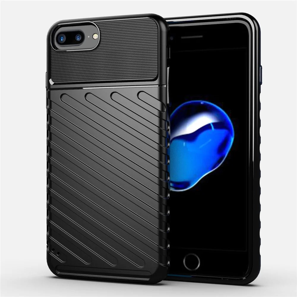 Thunder Series Twill Skin Soft TPU Back Shell for iPhone 8 Plus / 7 Plus / 6 Plus / 6s Plus 5.5 inch - Black - 1