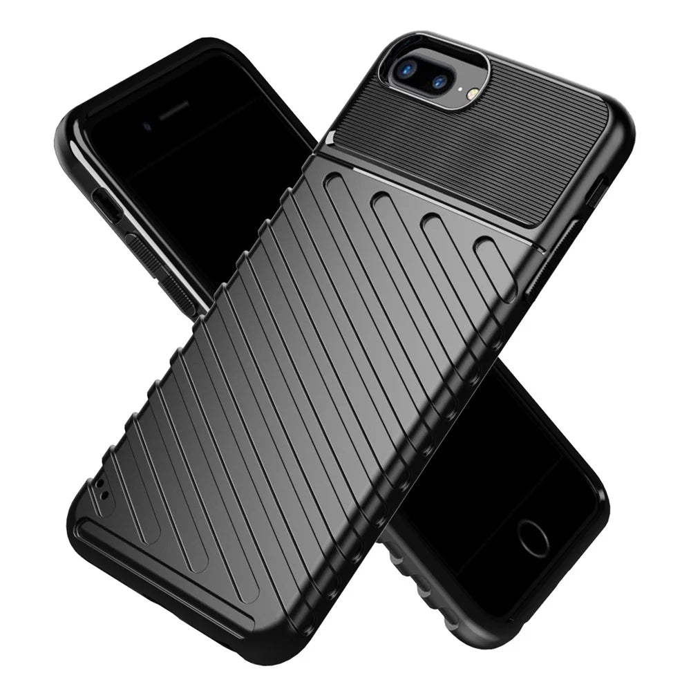 Thunder Series Twill Skin Soft TPU Back Shell for iPhone 8 Plus / 7 Plus / 6 Plus / 6s Plus 5.5 inch - Black - 2