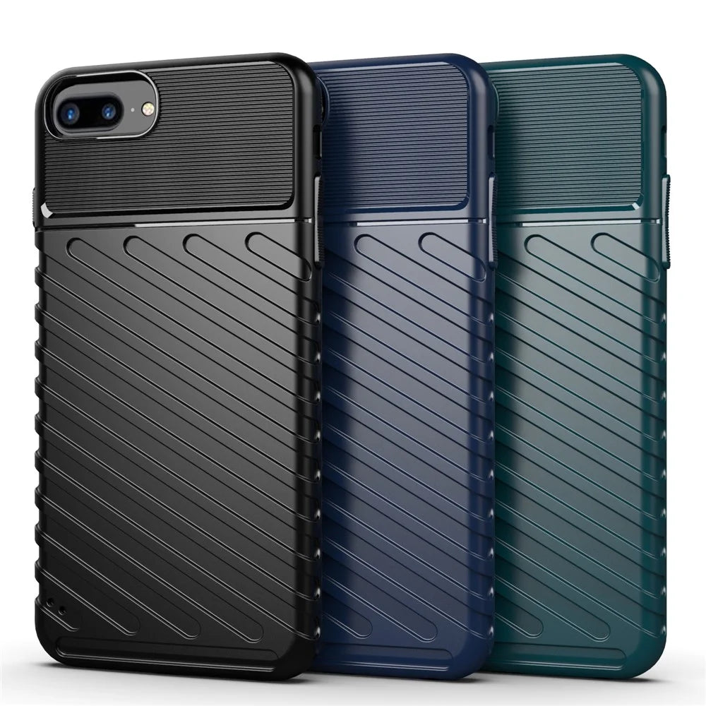 Thunder Series Twill Skin Soft TPU Back Shell for iPhone 8 Plus / 7 Plus / 6 Plus / 6s Plus 5.5 inch - Black - 3