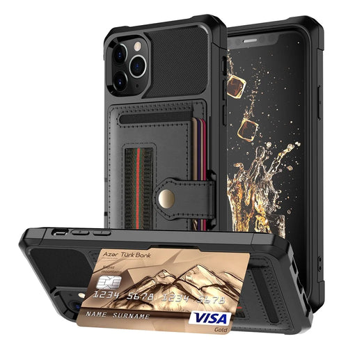 TPU+PU Leather Phone Case with Card Slot and Elastic Finger Ring Strap for iPhone 11 Pro Max 6.5-inch - Black - 1