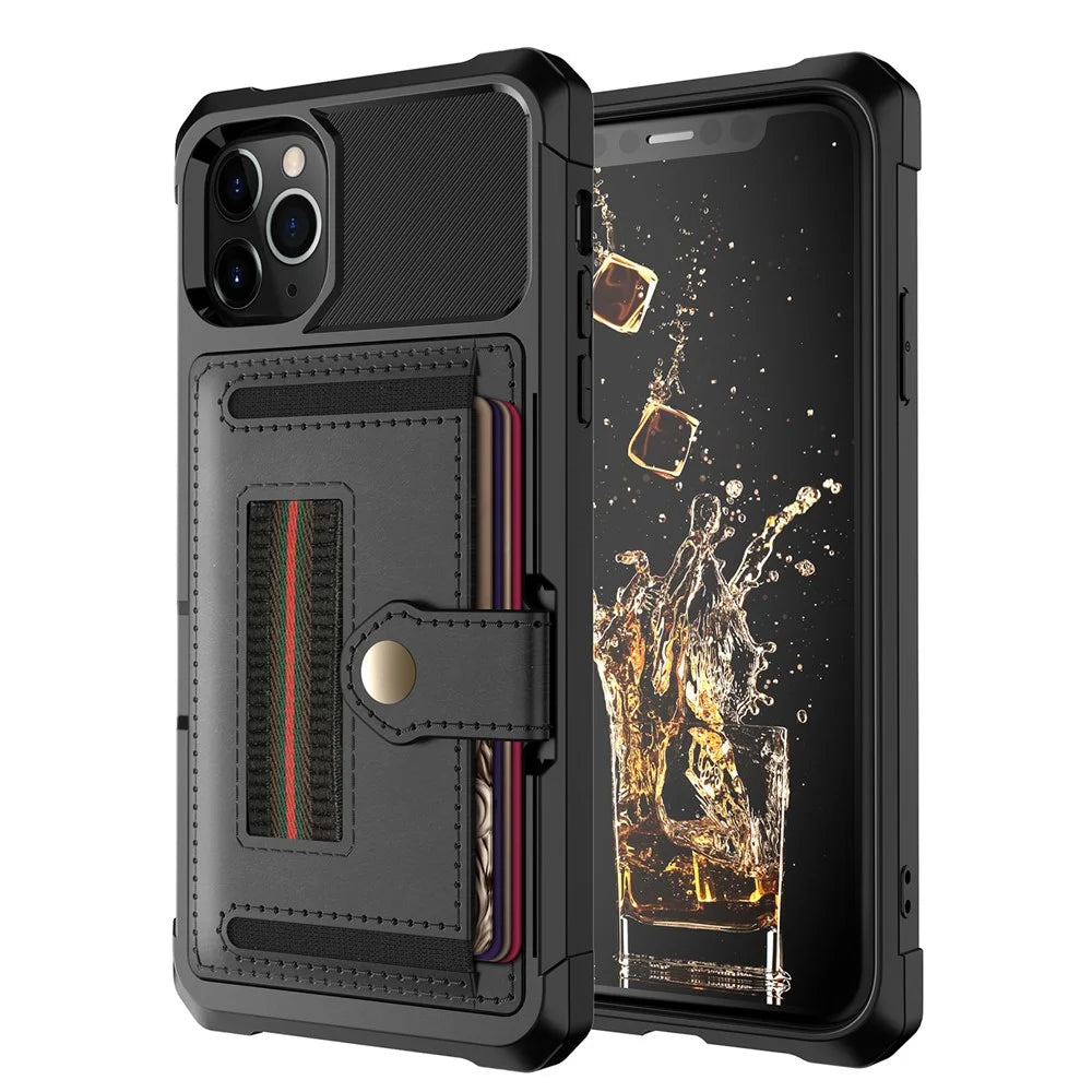 TPU+PU Leather Phone Case with Card Slot and Elastic Finger Ring Strap for iPhone 11 Pro Max 6.5-inch - Black - 2