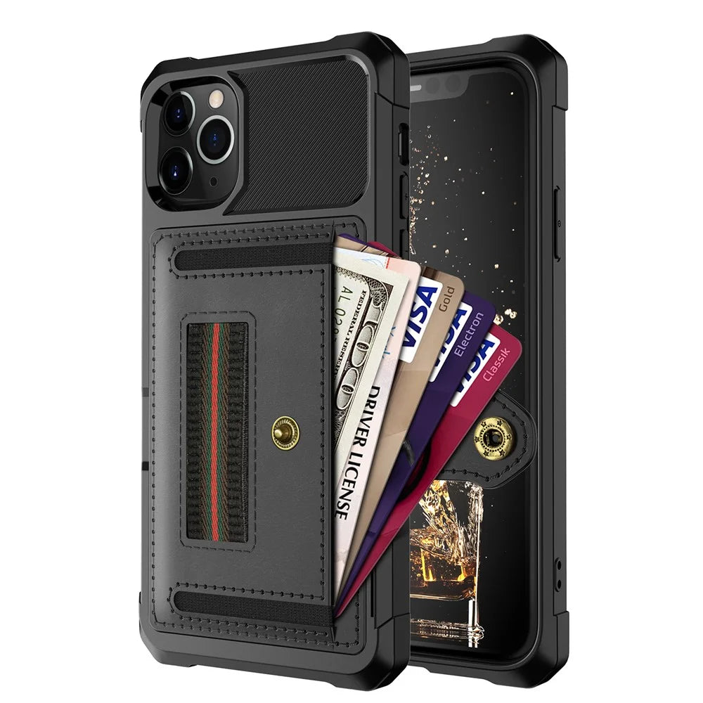 TPU+PU Leather Phone Case with Card Slot and Elastic Finger Ring Strap for iPhone 11 Pro Max 6.5-inch - Black - 3