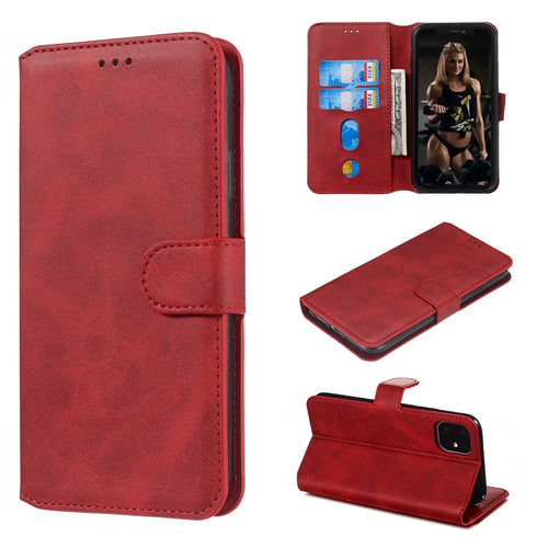 Cell Phone Leather Wallet Stand Case for iPhone 11 6.1 inch - Red - 1