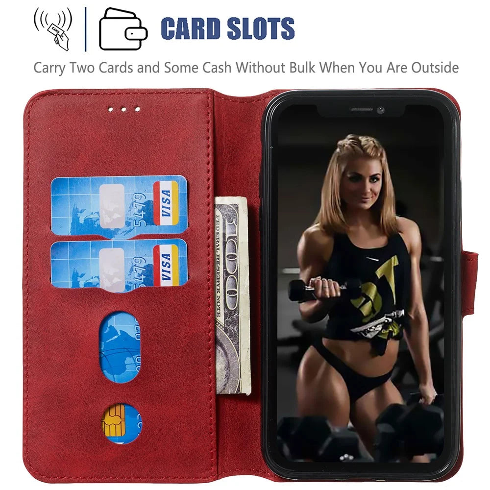 Cell Phone Leather Wallet Stand Case for iPhone 11 6.1 inch - Red - 5