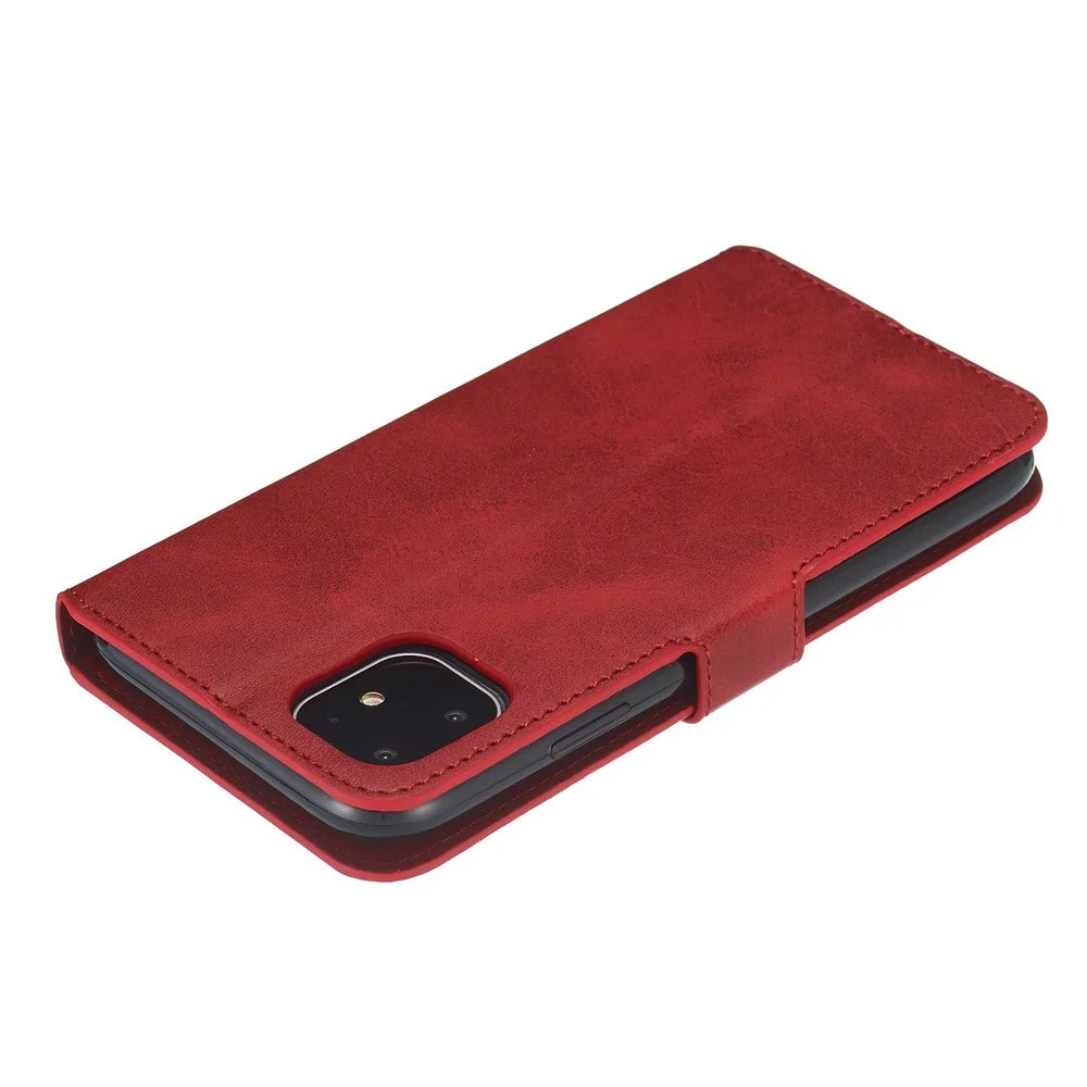 Cell Phone Leather Wallet Stand Case for iPhone 11 6.1 inch - Red - 7