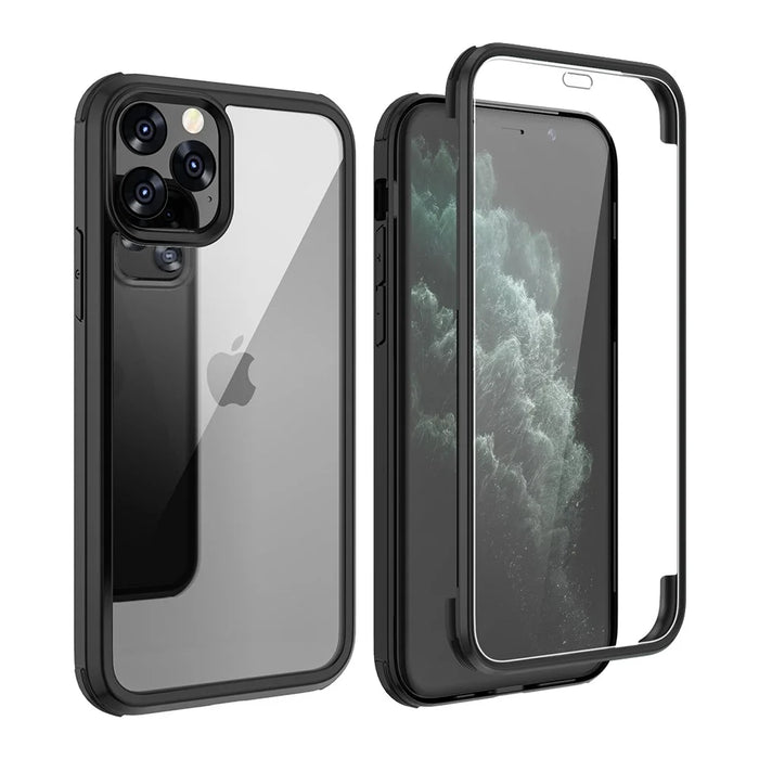 Tempered Glass (Front & Back) + TPU Frame Combo Cover for iPhone 11 Pro Max 6.5 inch - Black - 1