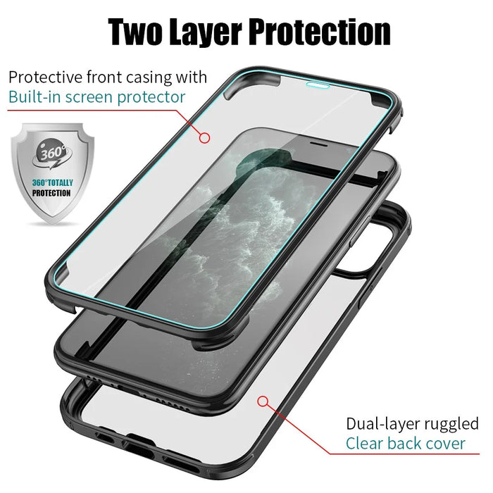 Tempered Glass (Front & Back) + TPU Frame Combo Cover for iPhone 11 Pro Max 6.5 inch - Black - 2