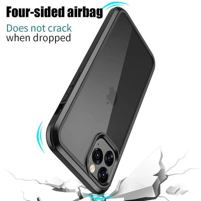 Tempered Glass (Front & Back) + TPU Frame Combo Cover for iPhone 11 Pro Max 6.5 inch - Black - 3