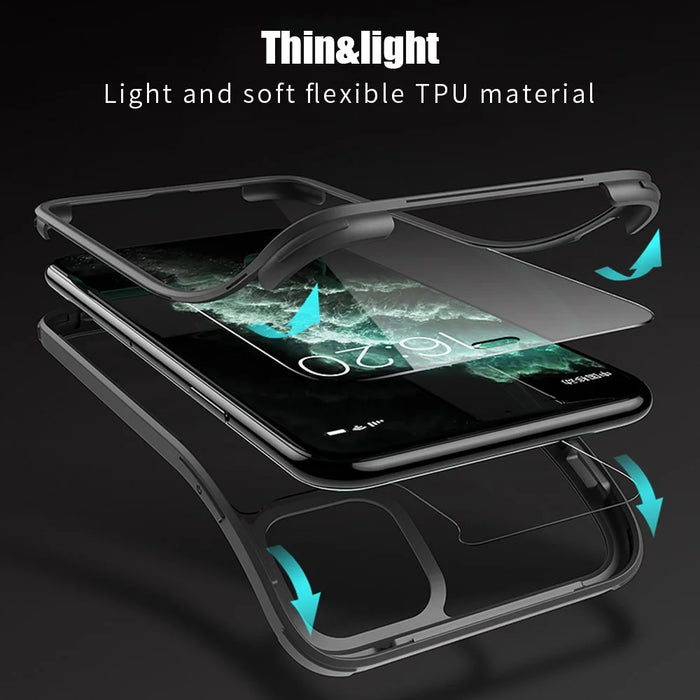 Tempered Glass (Front & Back) + TPU Frame Combo Cover for iPhone 11 Pro Max 6.5 inch - Black - 4
