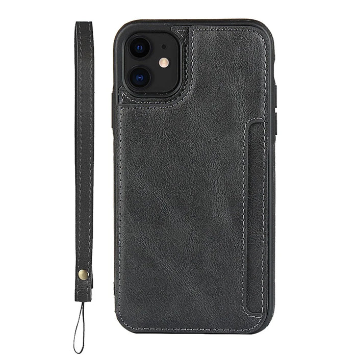 PU Leather + PC Covering with Card Holders for iPhone 11 6.1 inch - Black - 2
