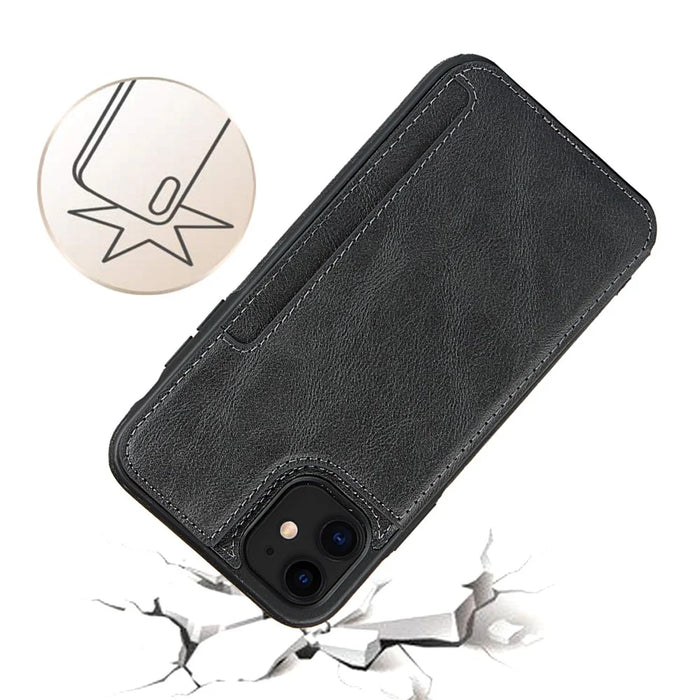 PU Leather + PC Covering with Card Holders for iPhone 11 6.1 inch - Black - 5