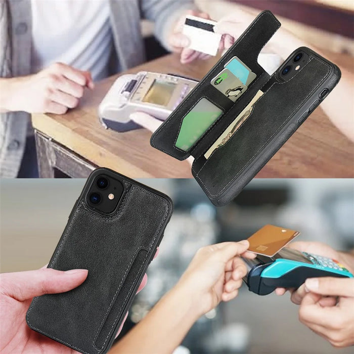 PU Leather + PC Covering with Card Holders for iPhone 11 6.1 inch - Black - 7