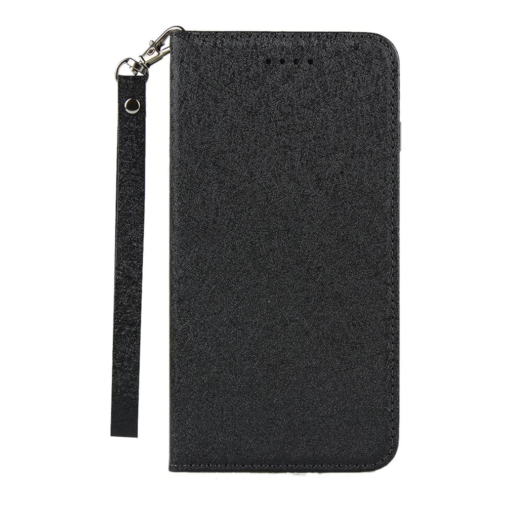 For iPhone 7 / 8 / SE (2020) / SE (2022) 4.7 inch Silk Texture Leather Wallet Stand Phone Case Cover - Black - 2