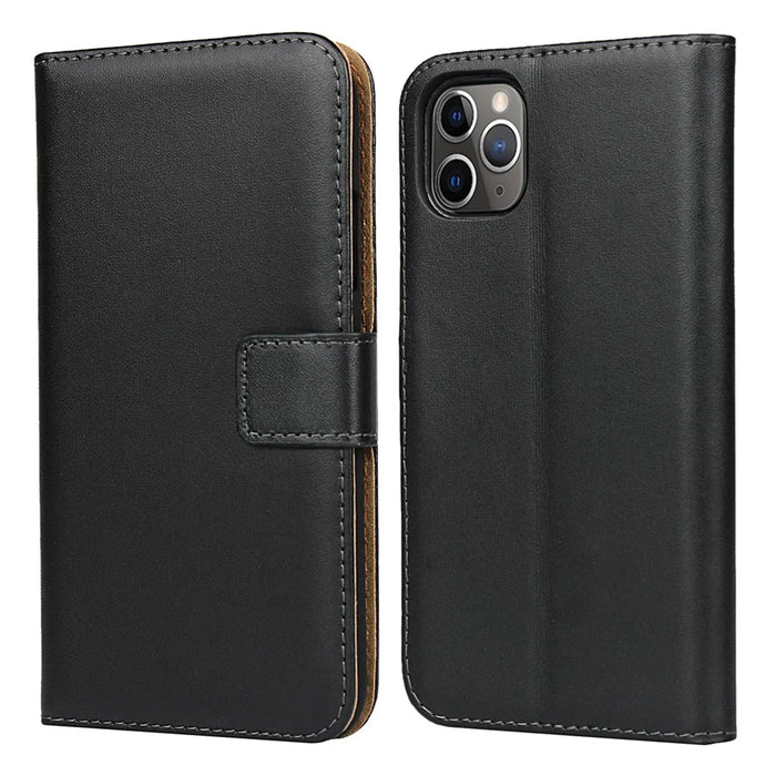 For iPhone 11 Pro 5.8-inch Genuine Leather + PC Phone Case Wallet Stand Full Protection Folio Flip Protective Cover - 2