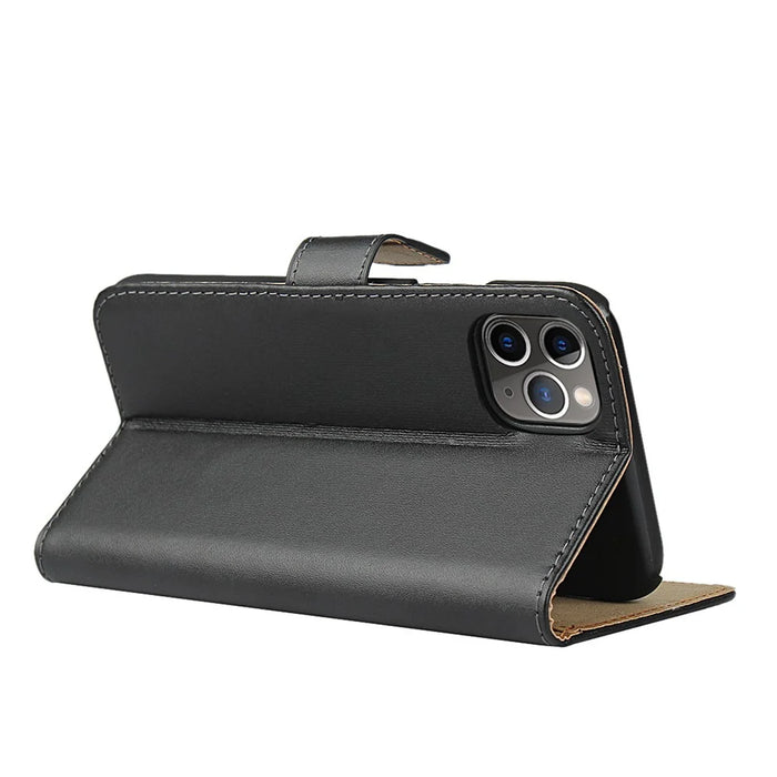 For iPhone 11 Pro 5.8-inch Genuine Leather + PC Phone Case Wallet Stand Full Protection Folio Flip Protective Cover - 6