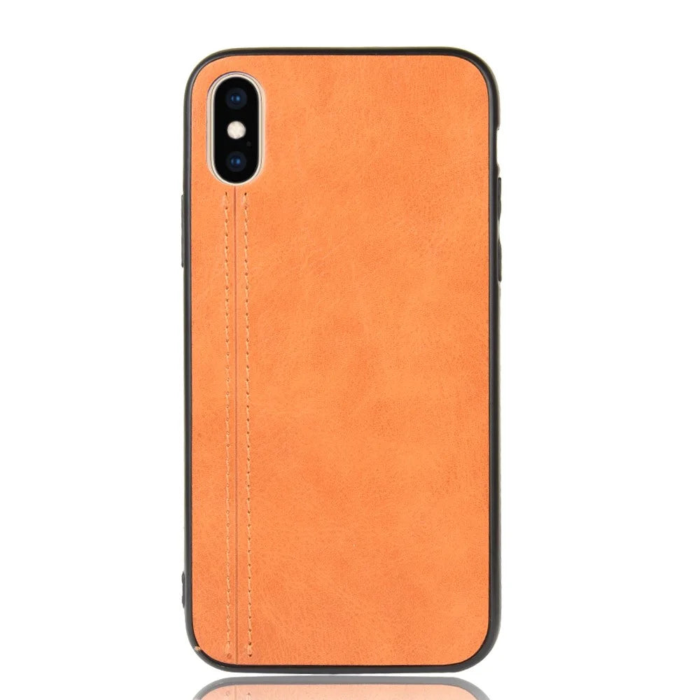 Leather Coated PC + TPU Hybrid Phone Shell Cover for iPhone XS / X 5.8-inch - Yellow - 3