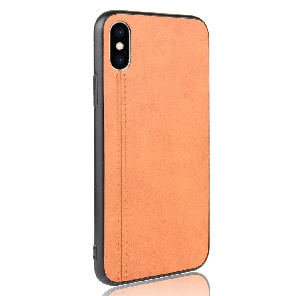 Leather Coated PC + TPU Hybrid Phone Shell Cover for iPhone XS / X 5.8-inch - Yellow - 4